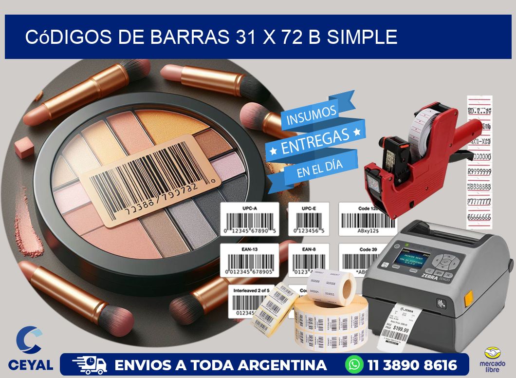 Códigos de Barras 31 x 72 b simple