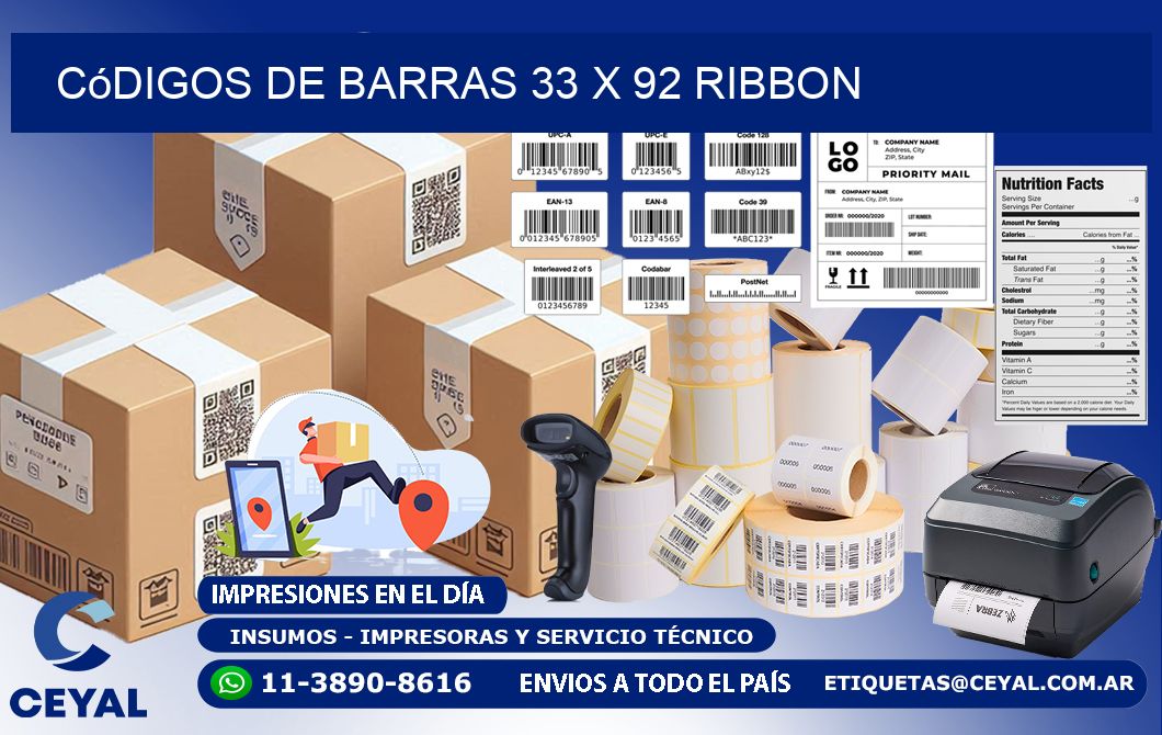 Códigos de Barras 33 x 92 ribbon