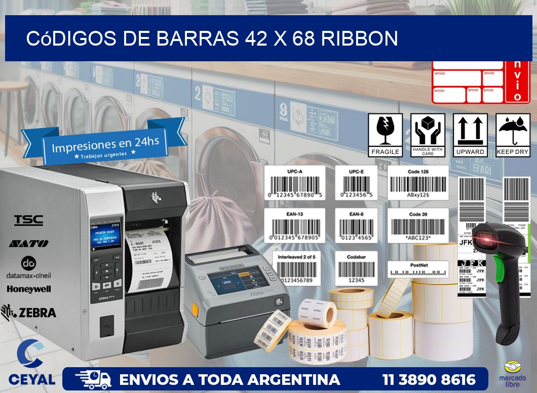 Códigos de Barras 42 x 68 ribbon