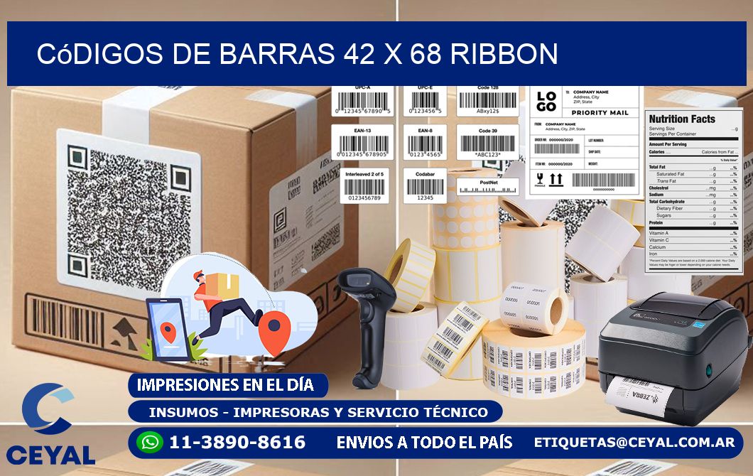 Códigos de Barras 42 x 68 ribbon