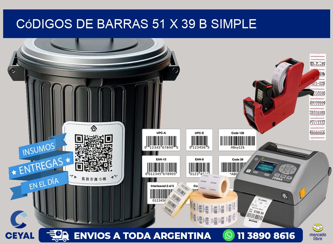 Códigos de Barras 51 x 39 b simple
