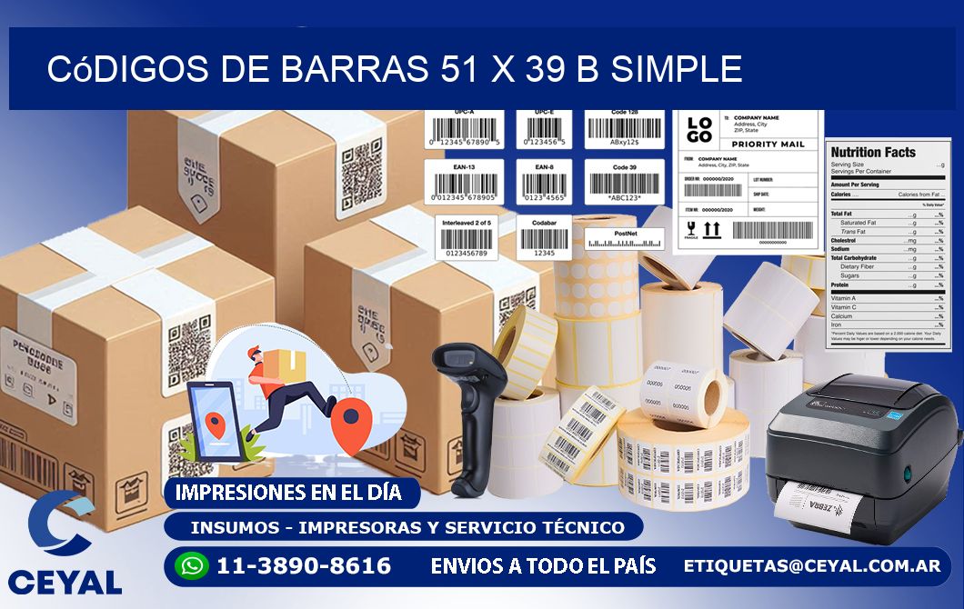 Códigos de Barras 51 x 39 b simple