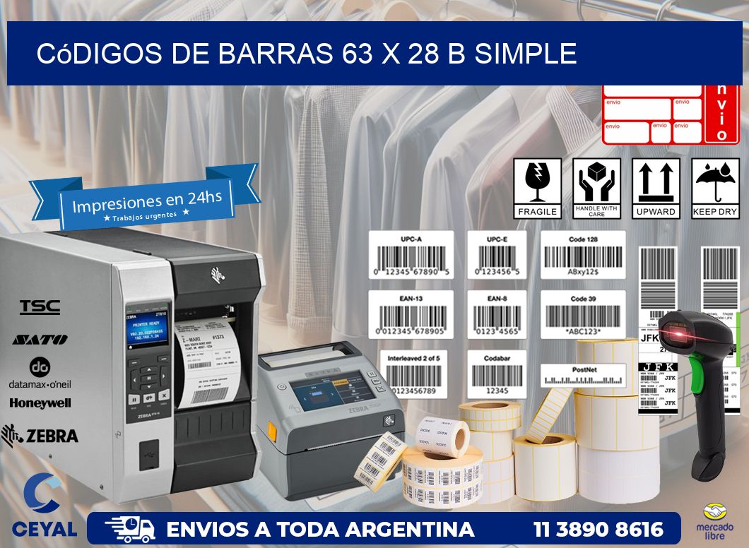 Códigos de Barras 63 x 28 b simple
