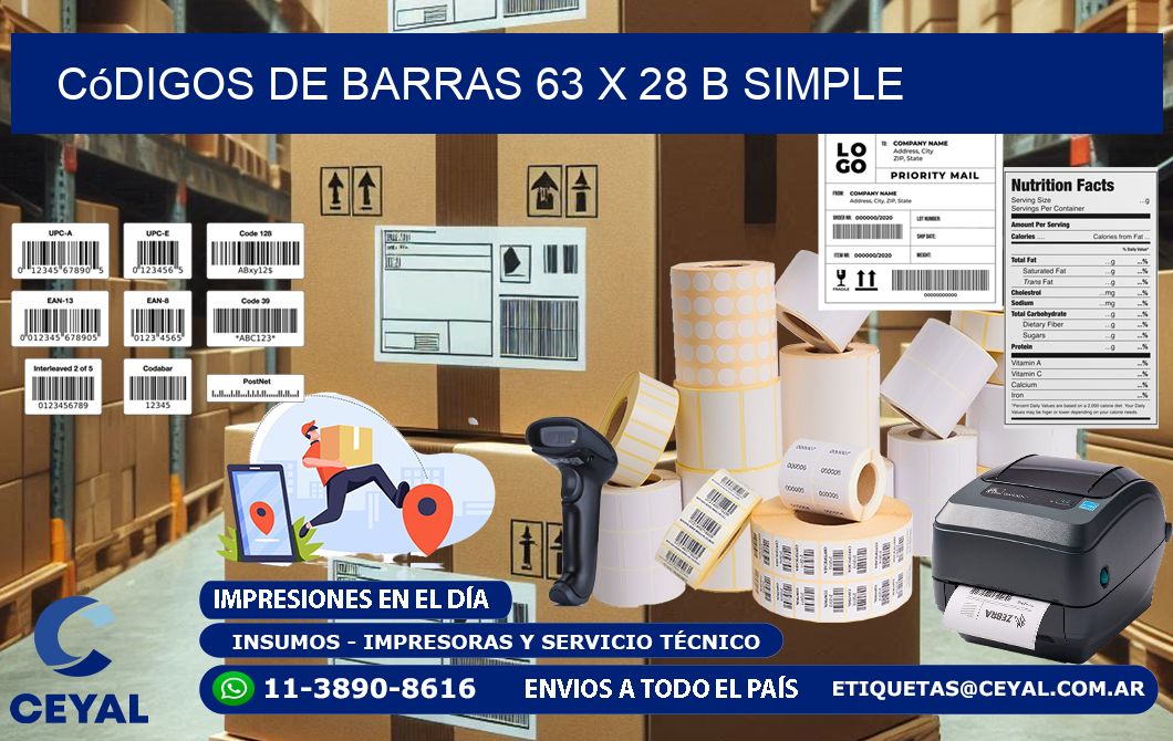 Códigos de Barras 63 x 28 b simple