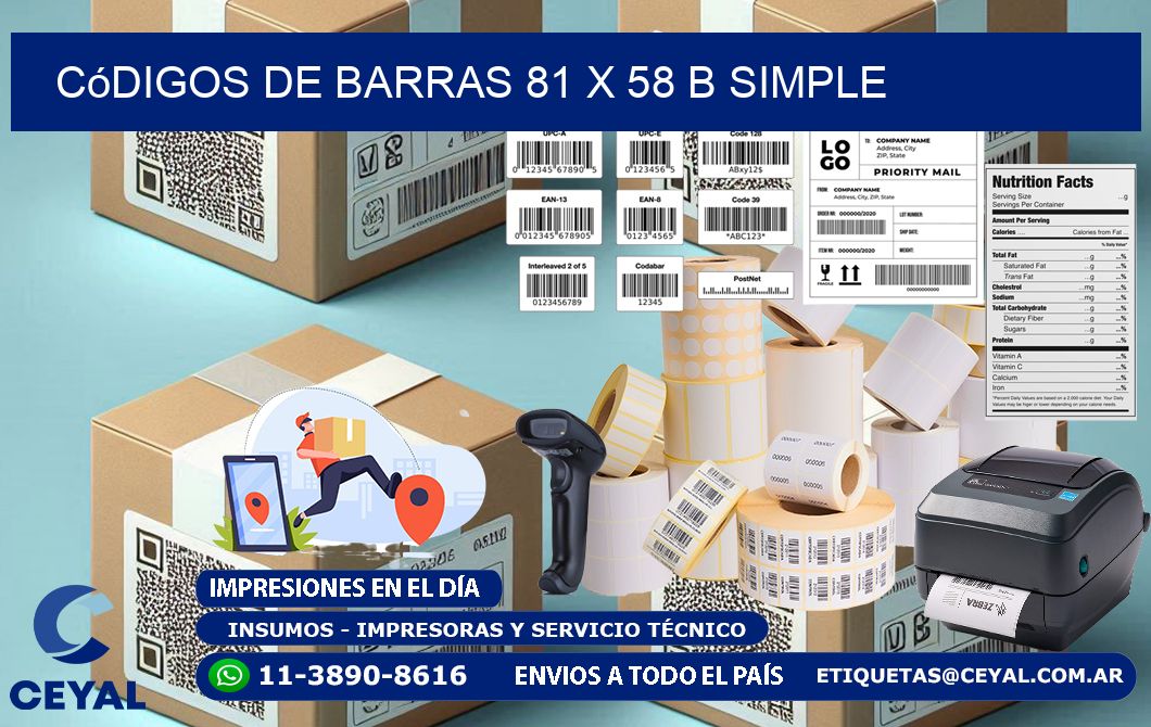 Códigos de Barras 81 x 58 b simple