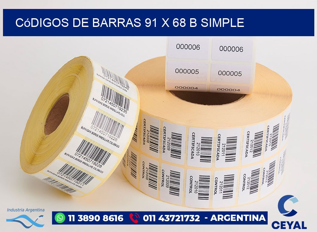 Códigos de Barras 91 x 68 b simple