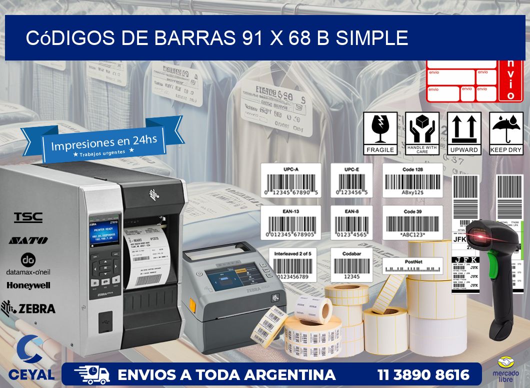 Códigos de Barras 91 x 68 b simple