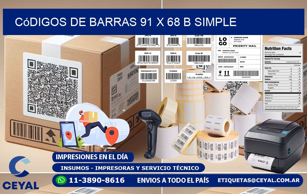 Códigos de Barras 91 x 68 b simple