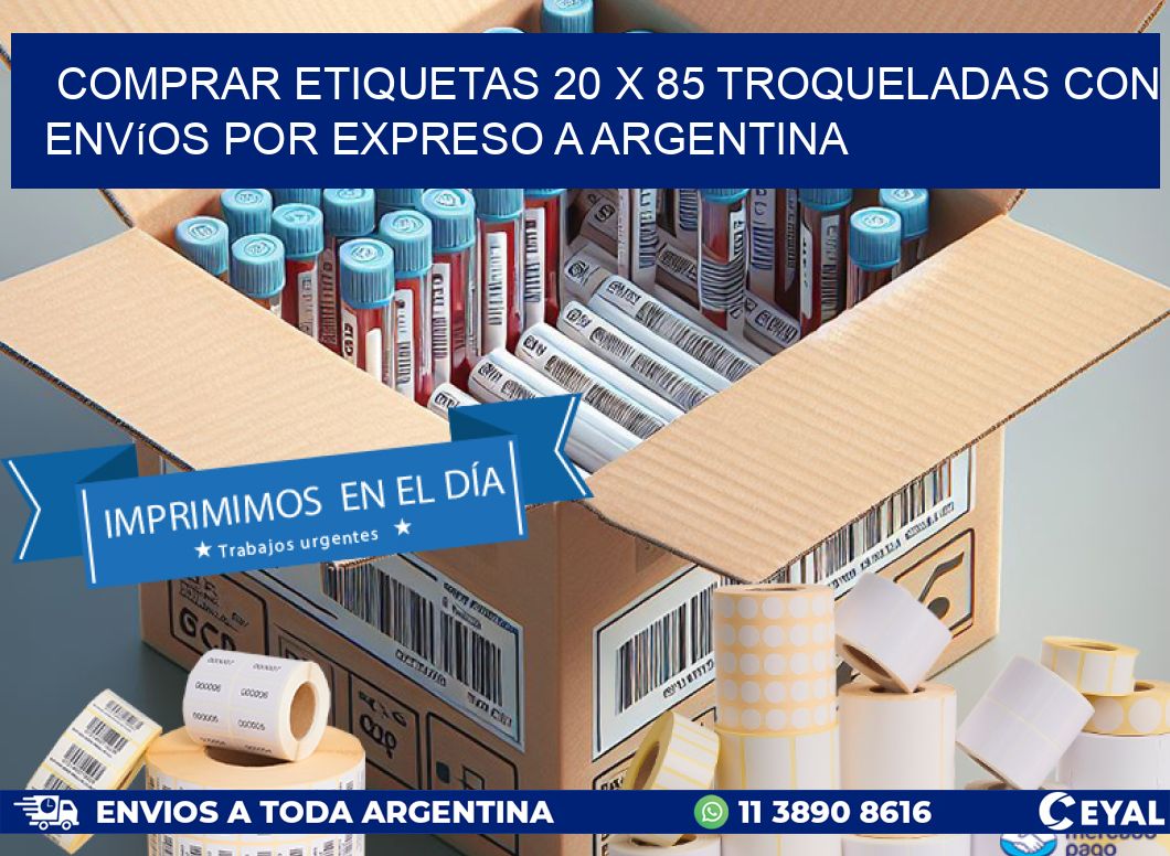 Comprar etiquetas 20 x 85 troqueladas con envíos por expreso a Argentina