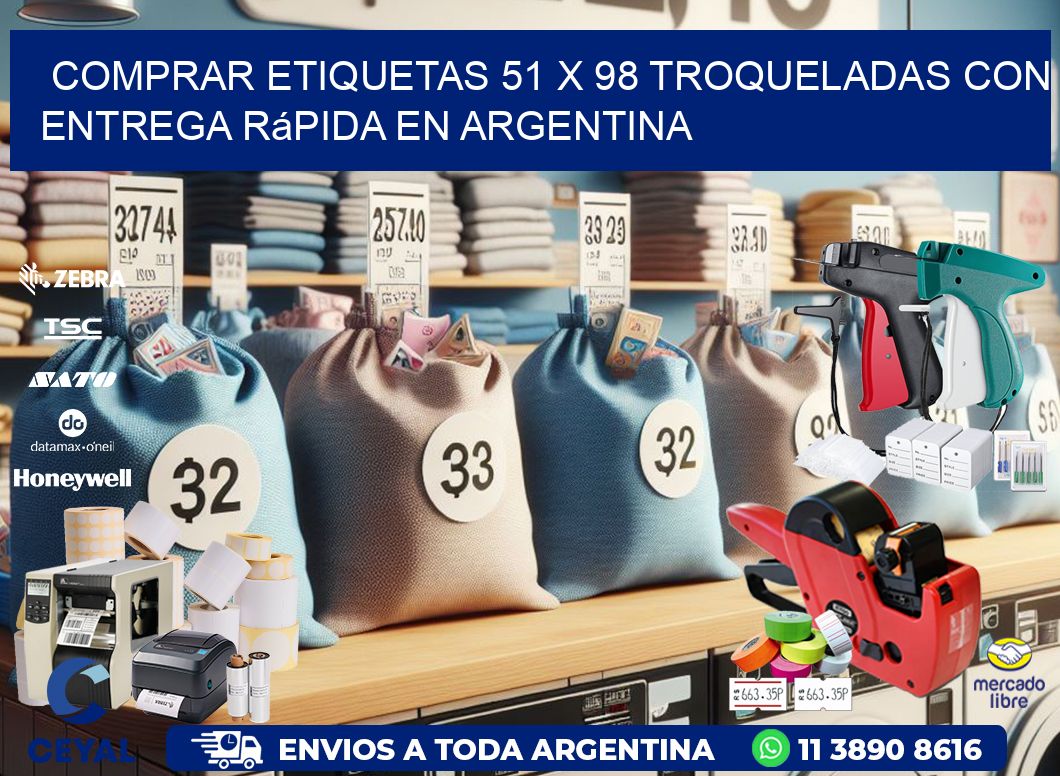Comprar etiquetas 51 x 98 troqueladas con entrega rápida en Argentina