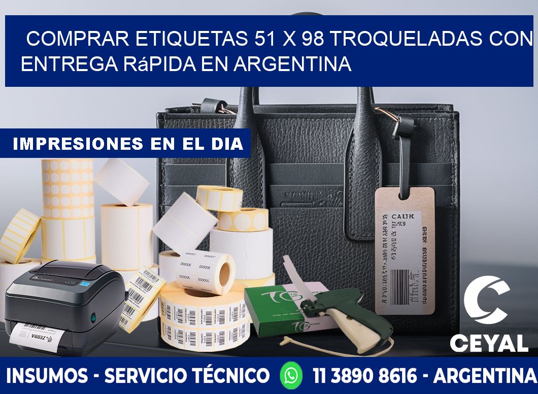 Comprar etiquetas 51 x 98 troqueladas con entrega rápida en Argentina