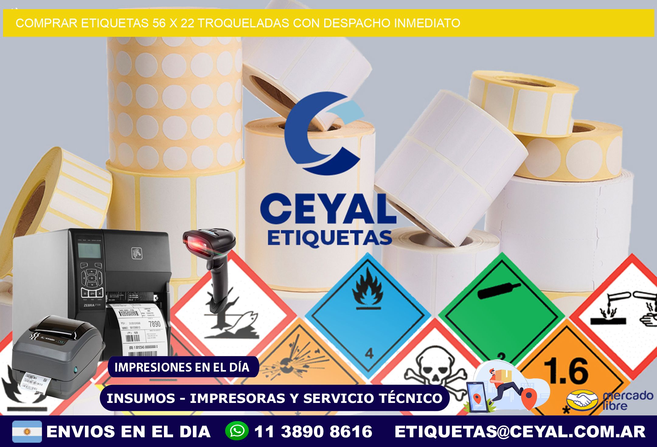 Comprar etiquetas 56 x 22 troqueladas con despacho inmediato