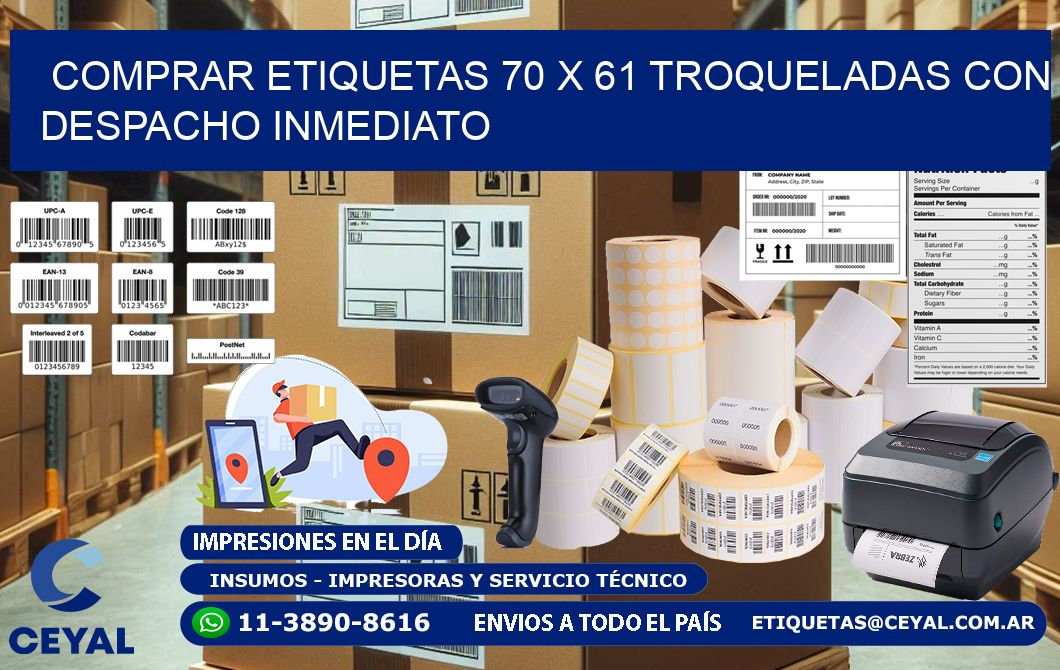 Comprar etiquetas 70 x 61 troqueladas con despacho inmediato