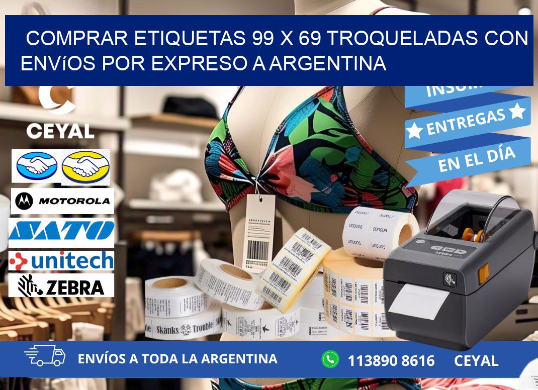 Comprar etiquetas 99 x 69 troqueladas con envíos por expreso a Argentina