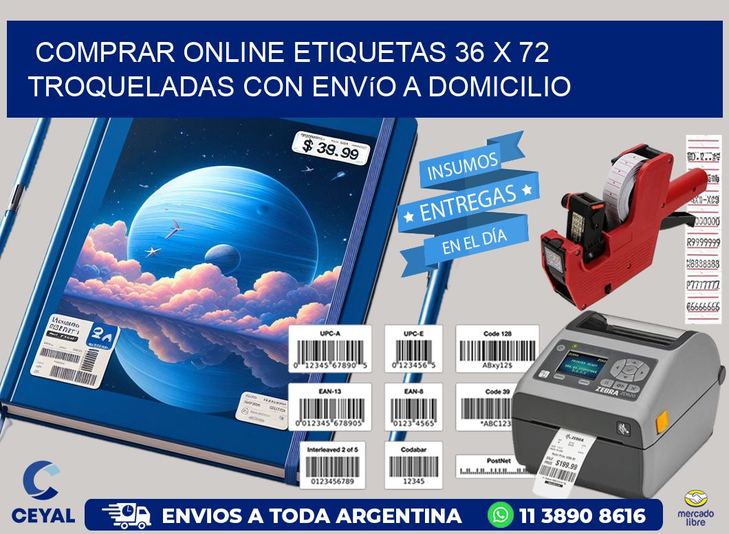 Comprar online etiquetas 36 x 72 troqueladas con envío a domicilio