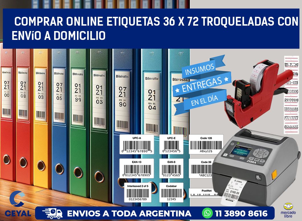 Comprar online etiquetas 36 x 72 troqueladas con envío a domicilio