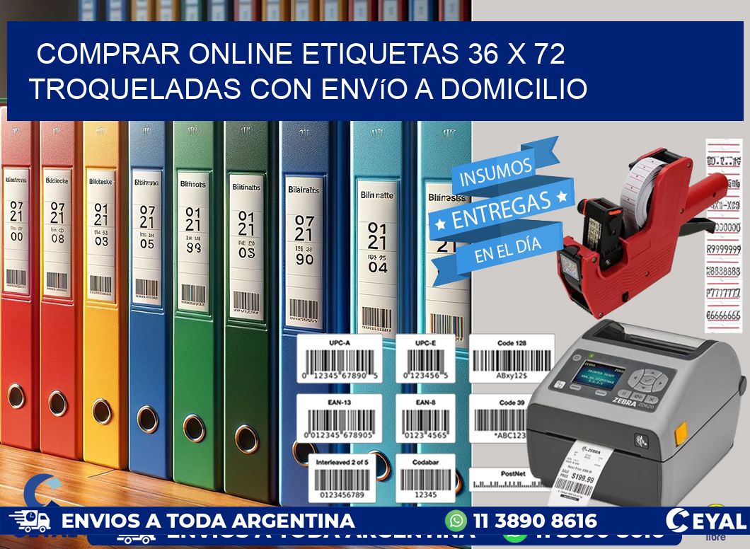 Comprar online etiquetas 36 x 72 troqueladas con envío a domicilio