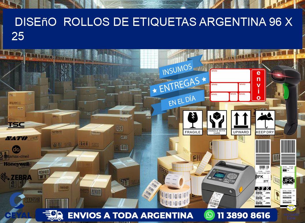 Diseño  ROLLOS DE ETIQUETAS ARGENTINA 96 x 25