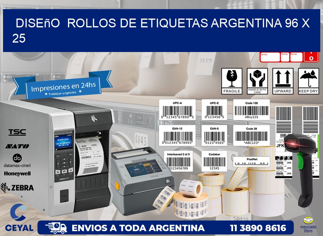 Diseño  ROLLOS DE ETIQUETAS ARGENTINA 96 x 25