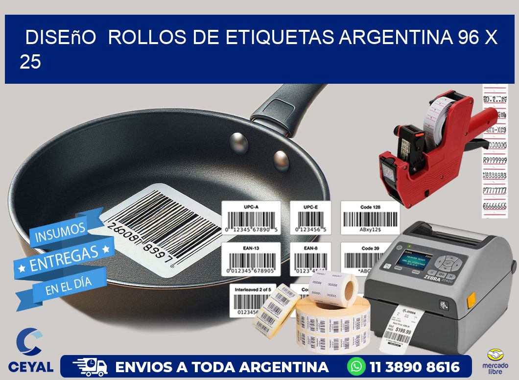 Diseño  ROLLOS DE ETIQUETAS ARGENTINA 96 x 25