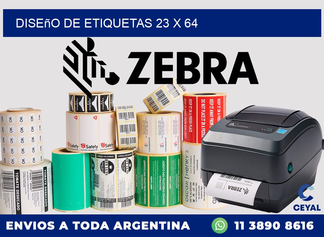 Diseño de etiquetas 23 x 64