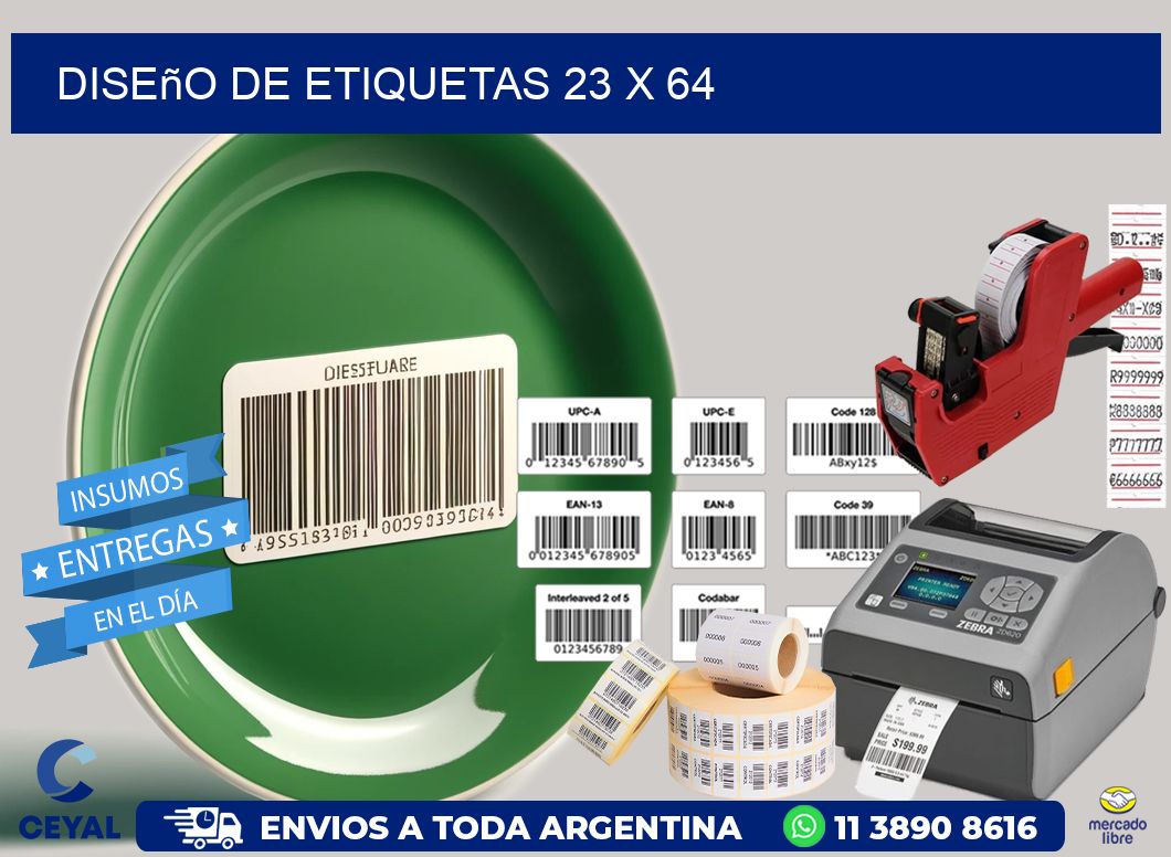 Diseño de etiquetas 23 x 64