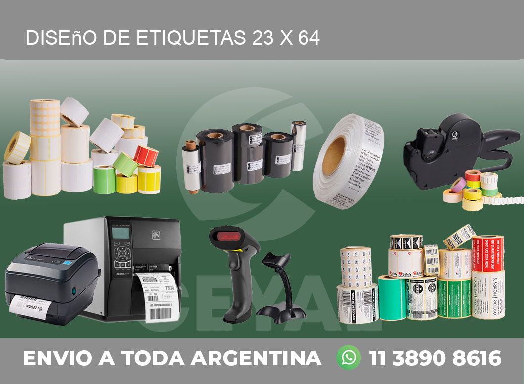 Diseño de etiquetas 23 x 64