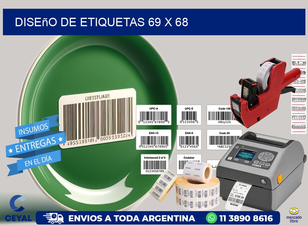 Diseño de etiquetas 69 x 68