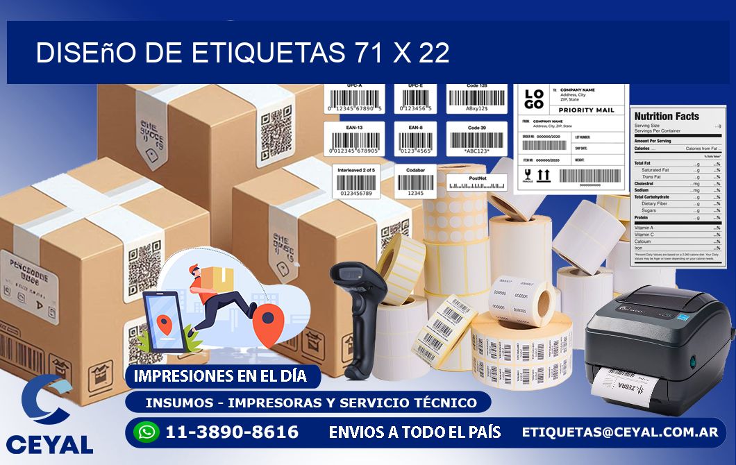 Diseño de etiquetas 71 x 22