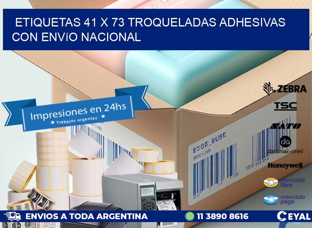 Etiquetas 41 x 73 troqueladas adhesivas con envío nacional