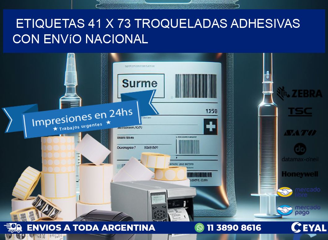 Etiquetas 41 x 73 troqueladas adhesivas con envío nacional