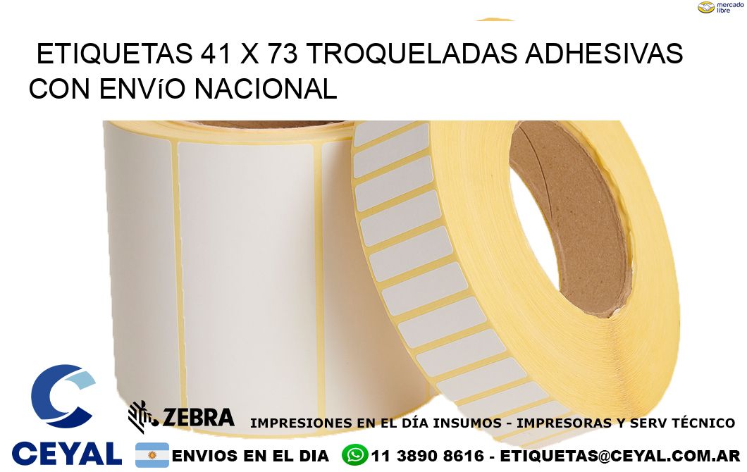 Etiquetas 41 x 73 troqueladas adhesivas con envío nacional
