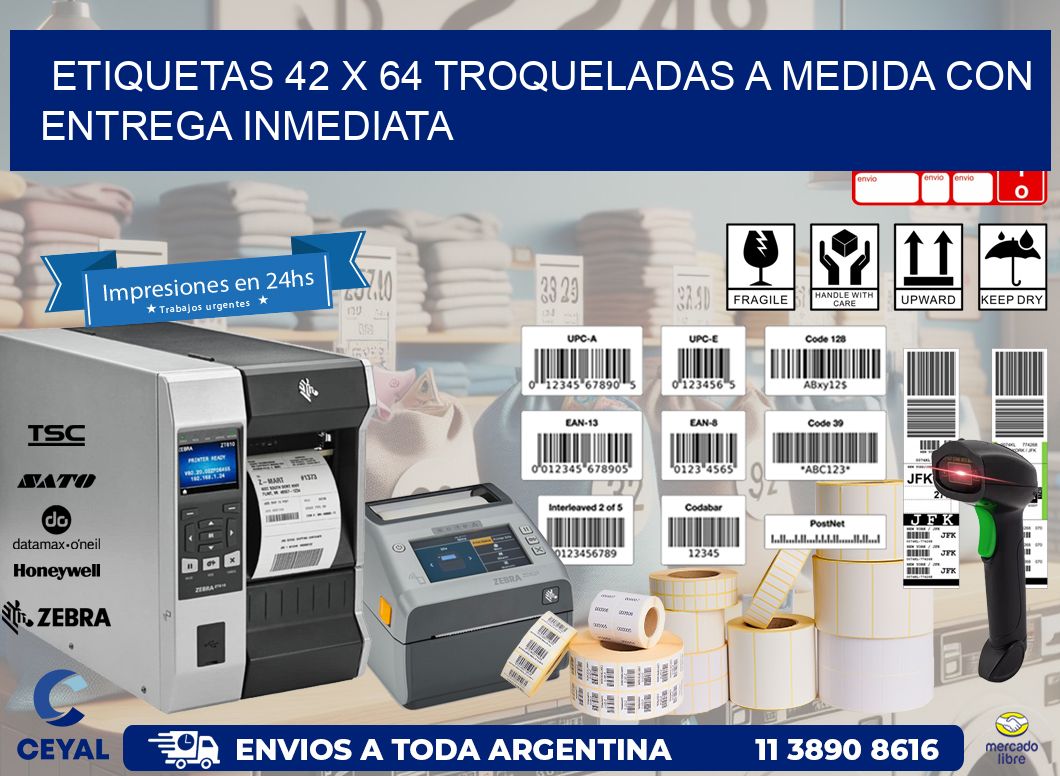 Etiquetas 42 x 64 troqueladas a medida con entrega inmediata