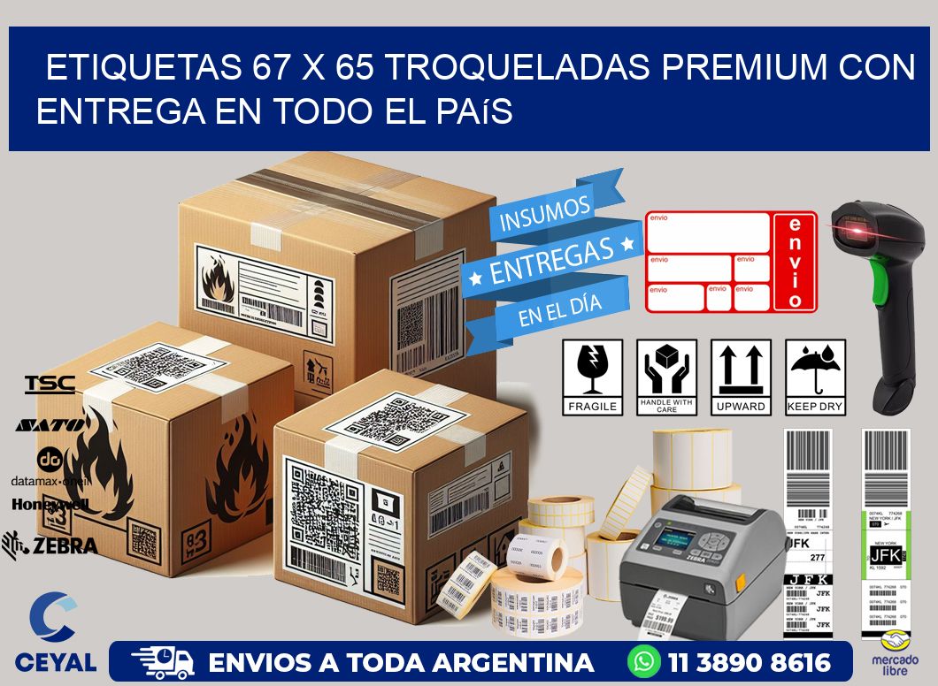Etiquetas 67 x 65 troqueladas premium con entrega en todo el país