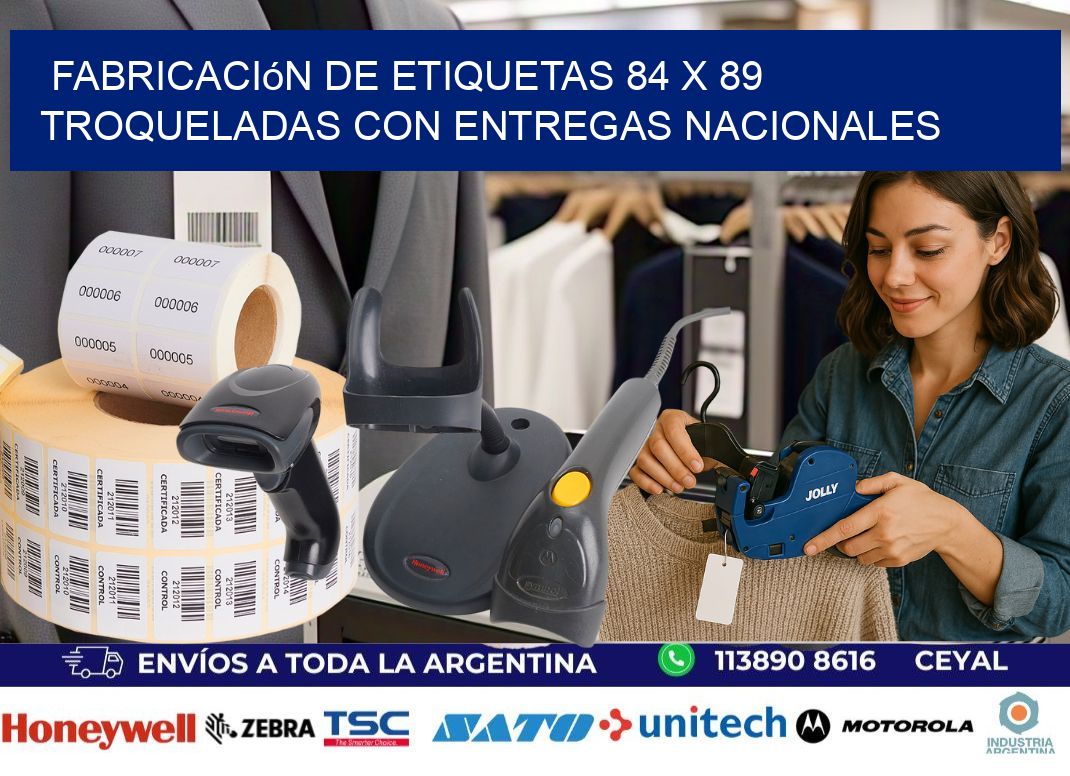 Fabricación de etiquetas 84 x 89 troqueladas con entregas nacionales