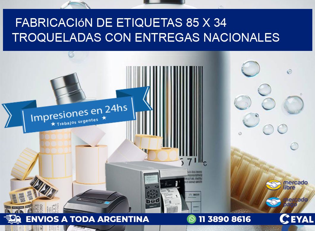 Fabricación de etiquetas 85 x 34 troqueladas con entregas nacionales