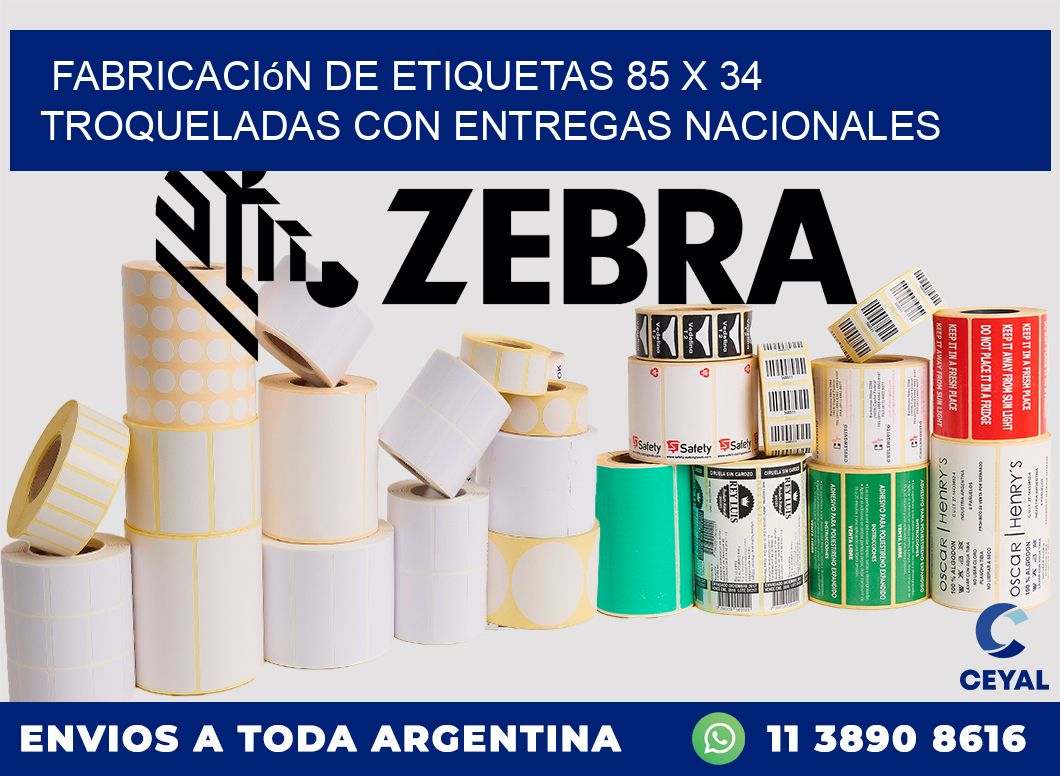 Fabricación de etiquetas 85 x 34 troqueladas con entregas nacionales