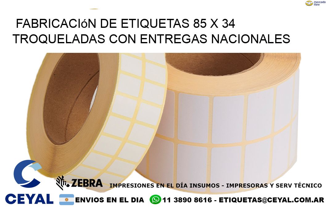 Fabricación de etiquetas 85 x 34 troqueladas con entregas nacionales