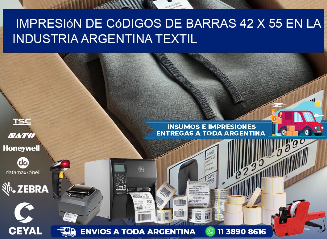 Impresión de Códigos de Barras 42 x 55 en la Industria argentina textil