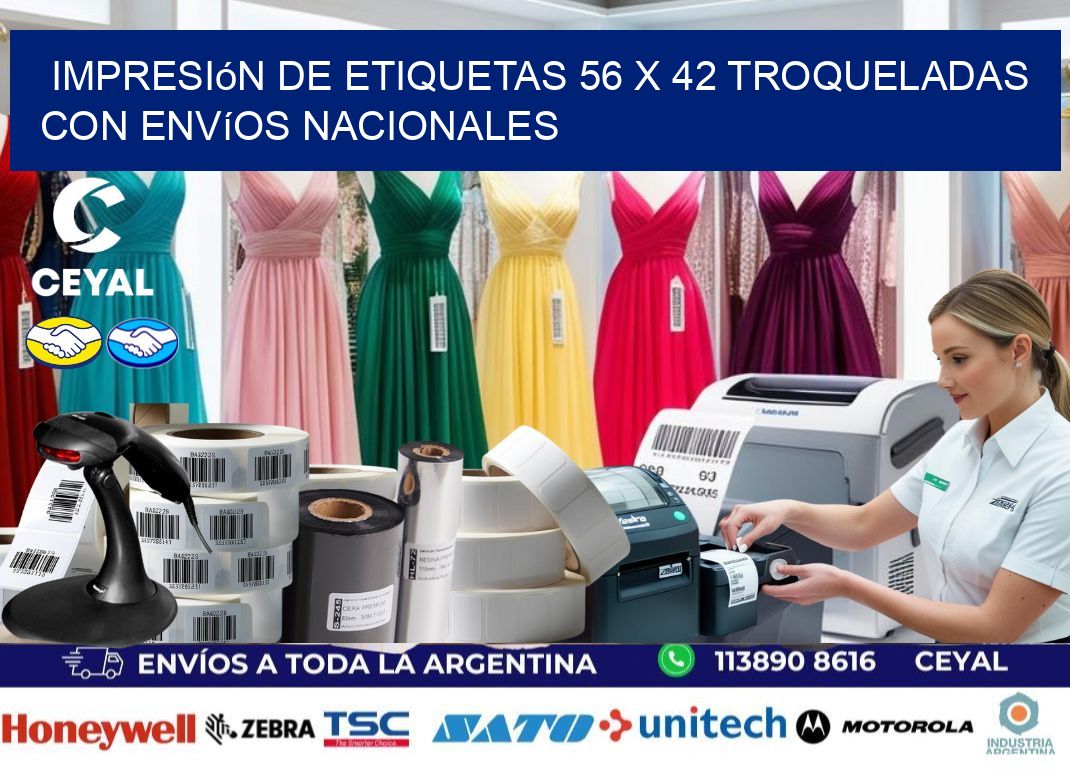 Impresión de etiquetas 56 x 42 troqueladas con envíos nacionales