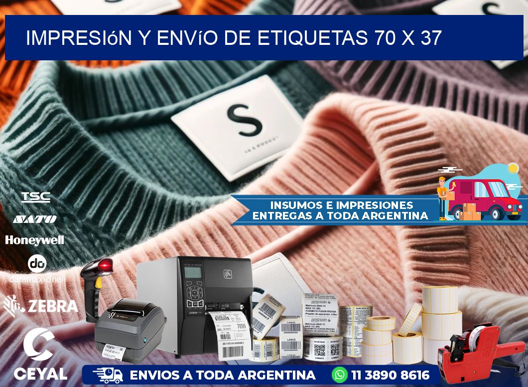 Impresión y envío de etiquetas 70 x 37