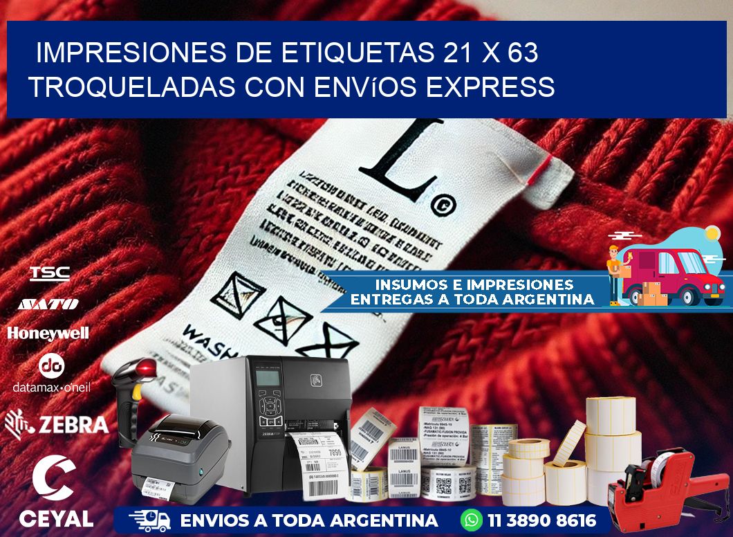 Impresiones de etiquetas 21 x 63 troqueladas con envíos express