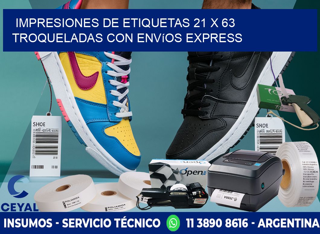 Impresiones de etiquetas 21 x 63 troqueladas con envíos express