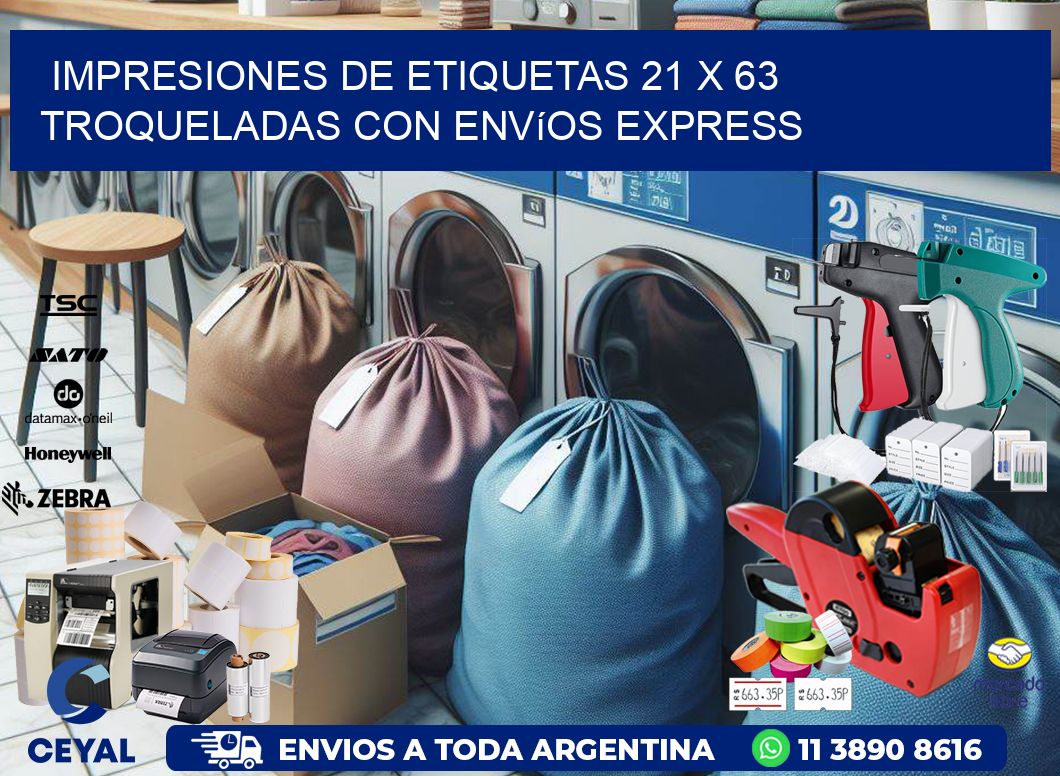 Impresiones de etiquetas 21 x 63 troqueladas con envíos express