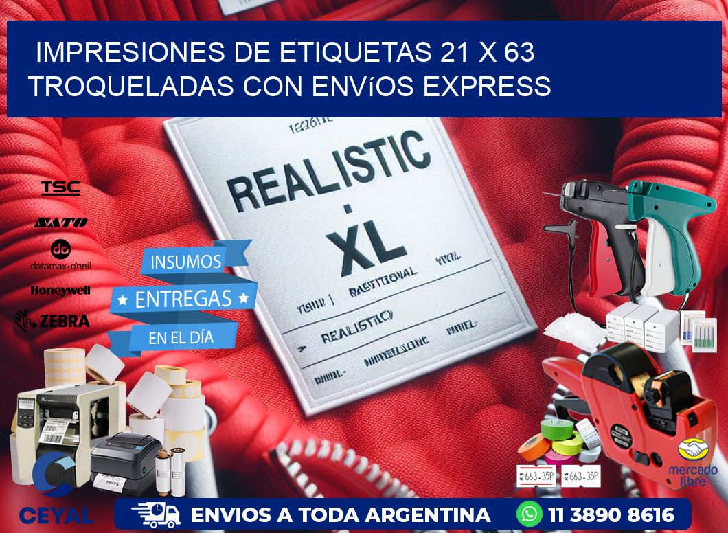 Impresiones de etiquetas 21 x 63 troqueladas con envíos express