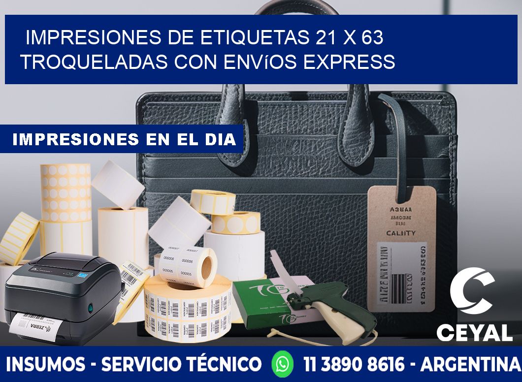 Impresiones de etiquetas 21 x 63 troqueladas con envíos express