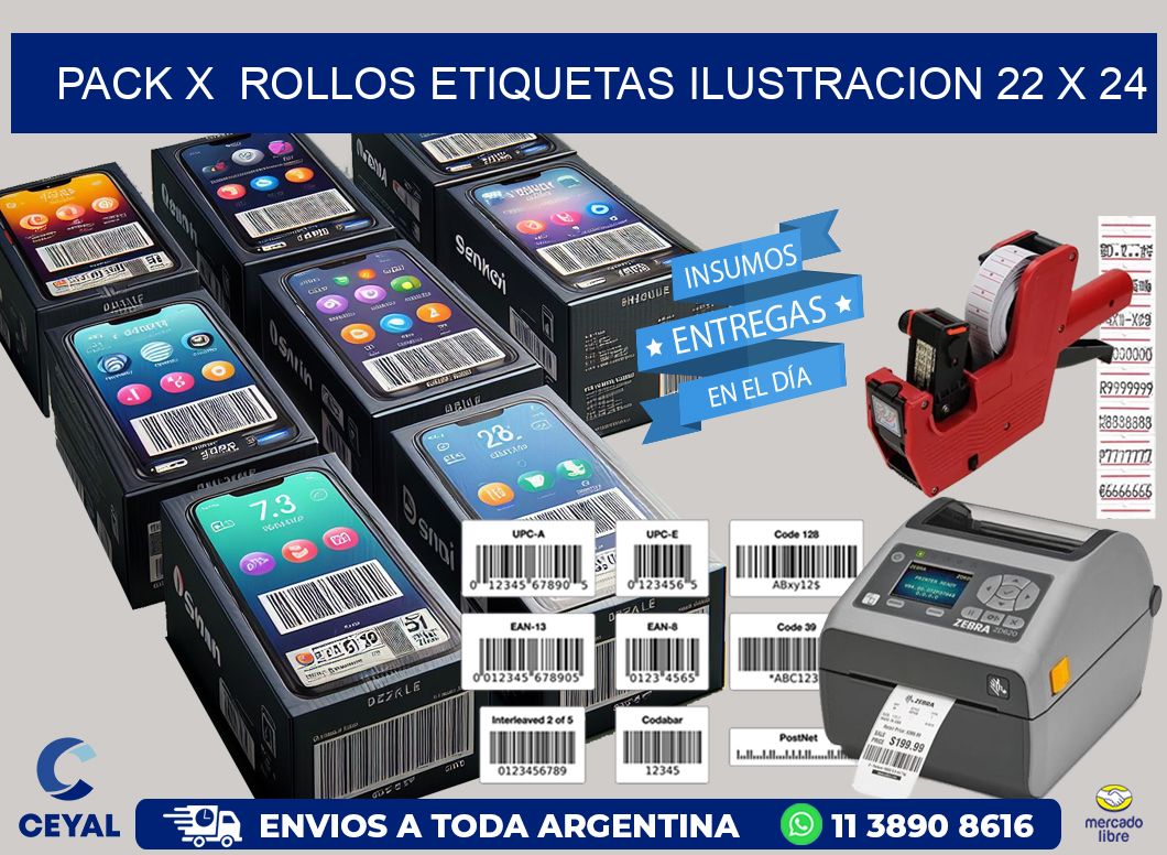 Pack X Rollos Etiquetas Ilustracion 22 x 24