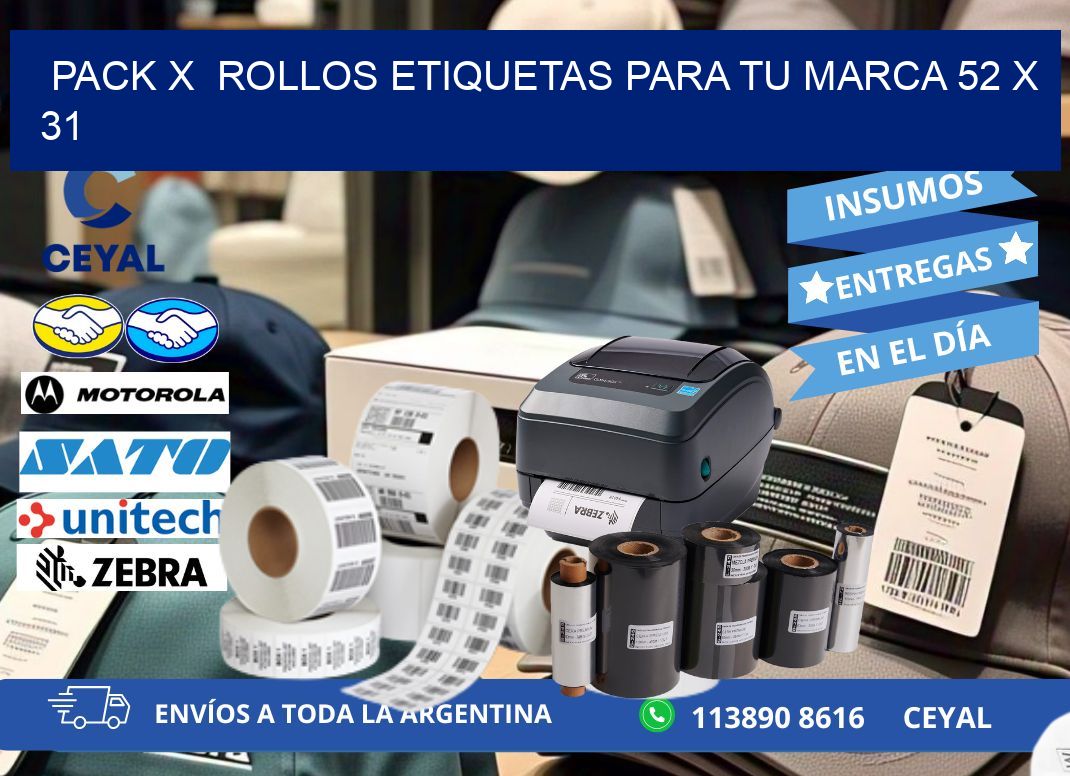 Pack X  Rollos Etiquetas para tu marca 52 x 31