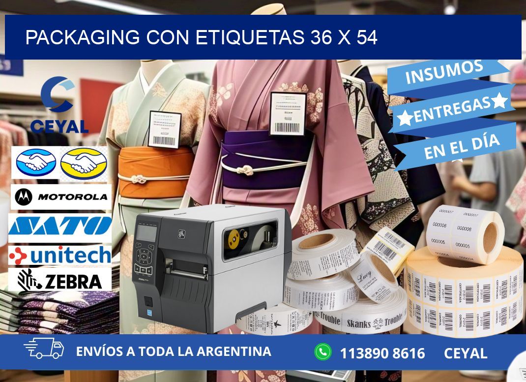 Packaging con etiquetas 36 x 54