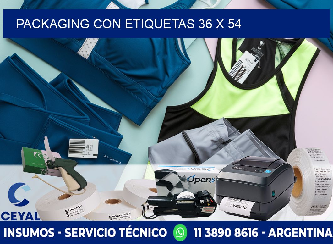 Packaging con etiquetas 36 x 54